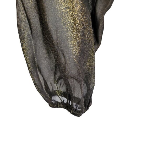 Nanette Lepore Shimmery Black and Gold Blouse Size Small - Picture 7 of 16